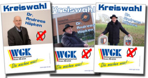 Drei Plakate mit dem Spitzenkandidaten Dr. Andreas Höpken