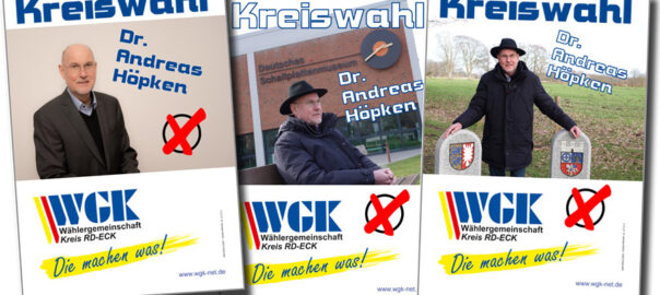 Drei Plakate mit dem Spitzenkandidaten Dr. Andreas Höpken